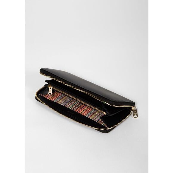 NWT $500 Paul Smith Signature Stripe Leather Travel Zip Wallet, made in Italy